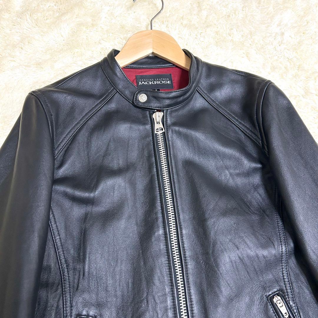美品✨ JACKROSE シングルライダース ラムレザー ブラック 裏地赤