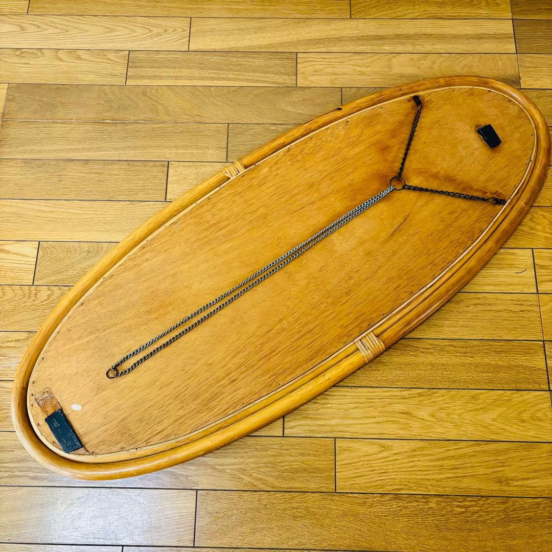 【希少品】　ビンテージ　ラタン　藤　ミラー　壁掛け　ウォールミラー　送料込み