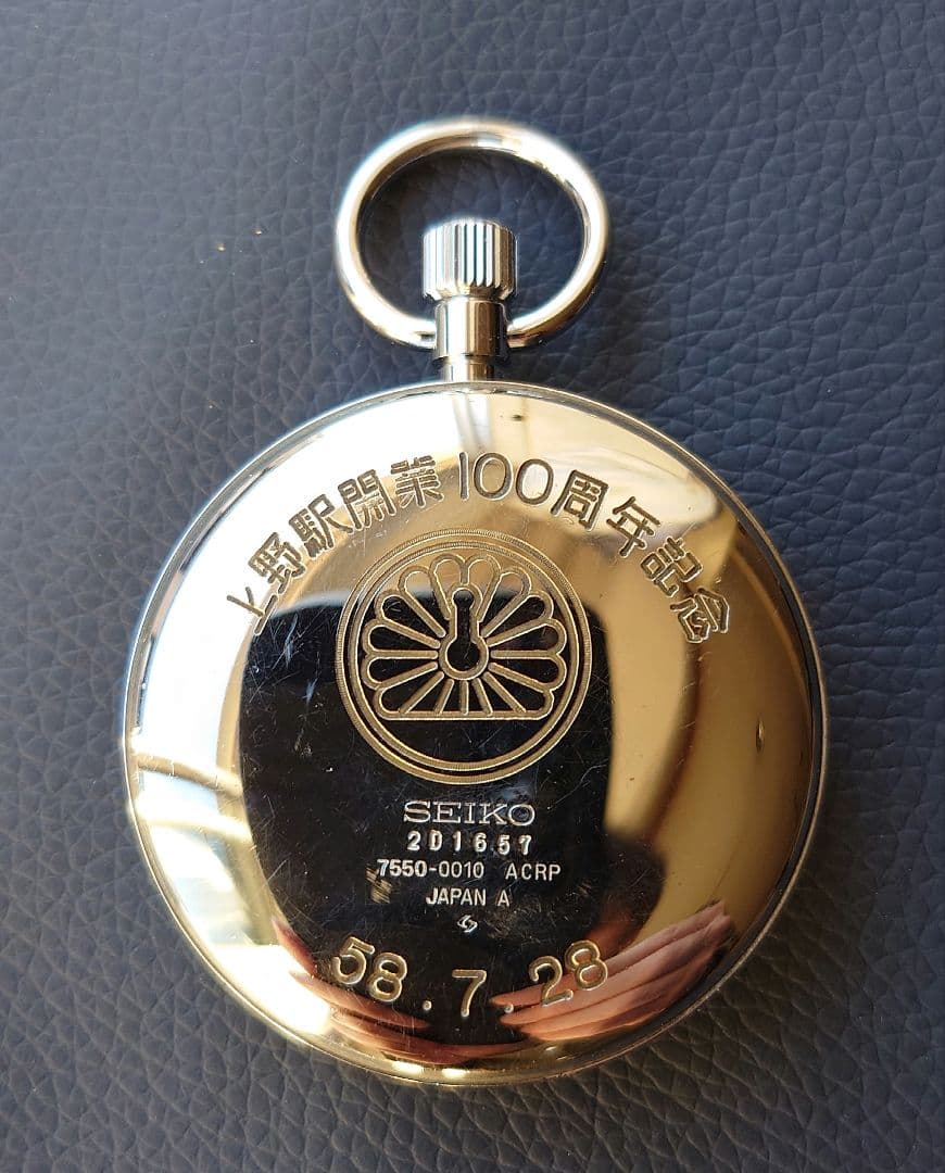 【稼働】上野駅開業100周年 刻印あり セイコー SEIKO 鉄道時計 懐中時計