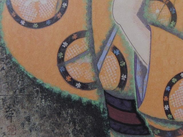 堀川公子、【貝母ゆり】、希少な額装用画集より、新品額装付、状態良好