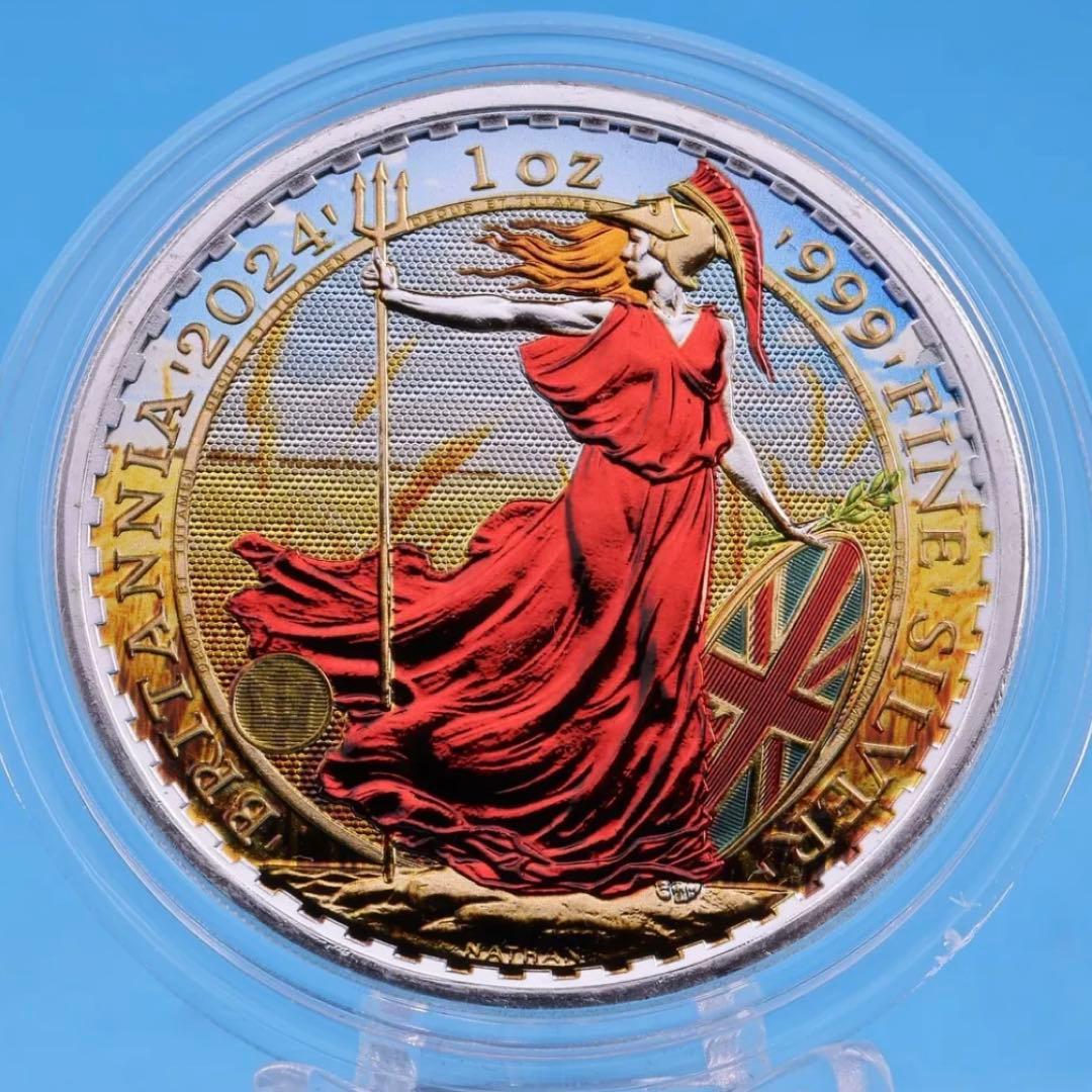 世界100枚限定 イギリス ブリタニア 銀貨 カラー 女神と自然の調和：実りの夏