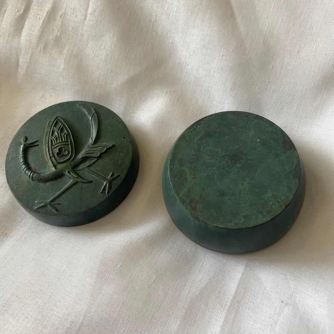 ボンボニエール 皇室 御下賜品 昭和４３年　新宮殿落成記念　棗型 鳳凰文 青銅