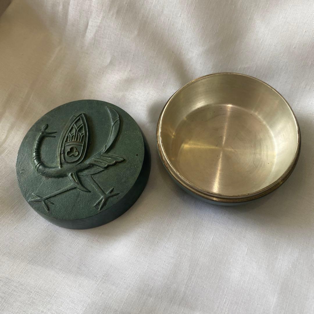 ボンボニエール 皇室 御下賜品 昭和４３年　新宮殿落成記念　棗型 鳳凰文 青銅