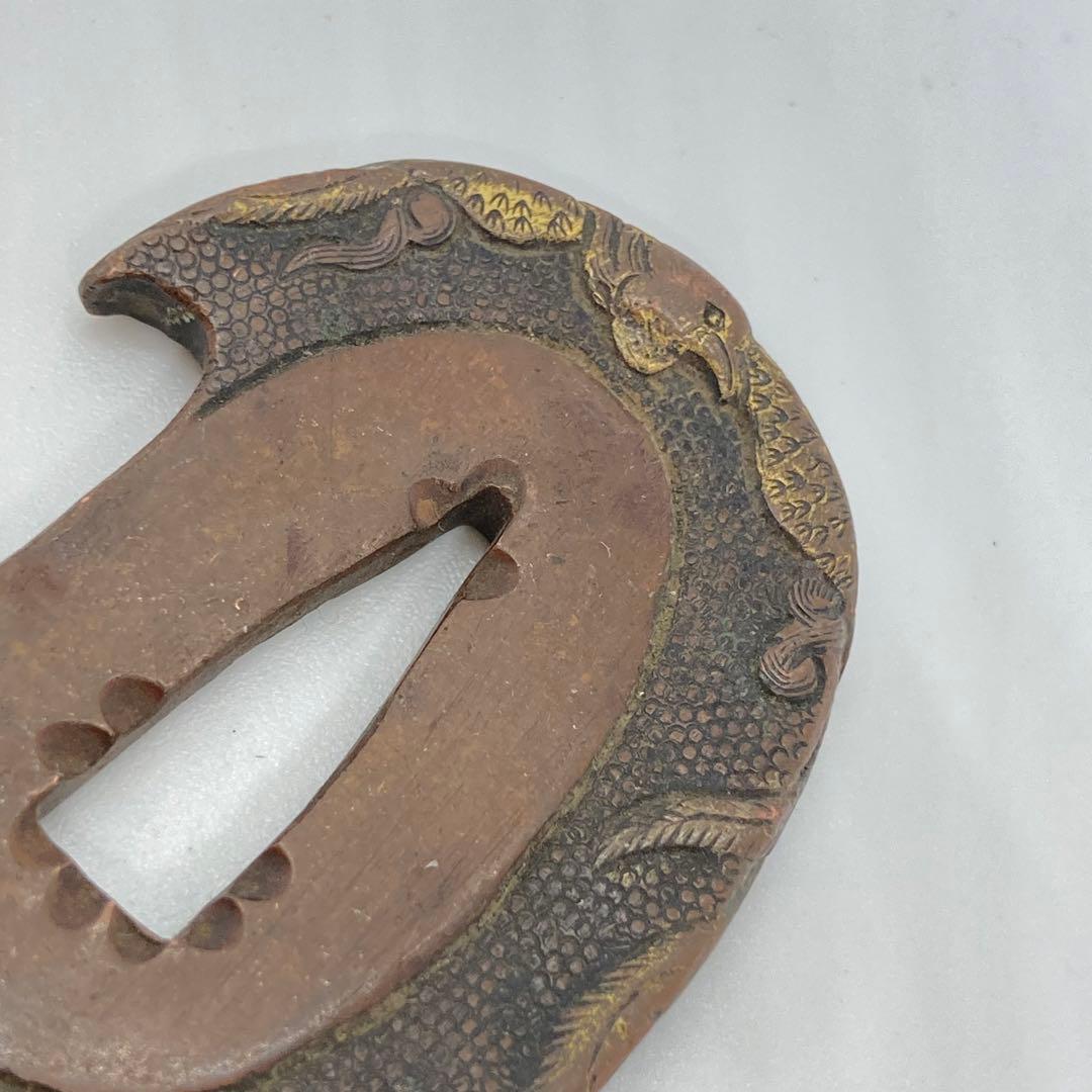 121806 アンティーク金工　刀剣　五三の桐鳳凰　柄　かんざし　帯留めに