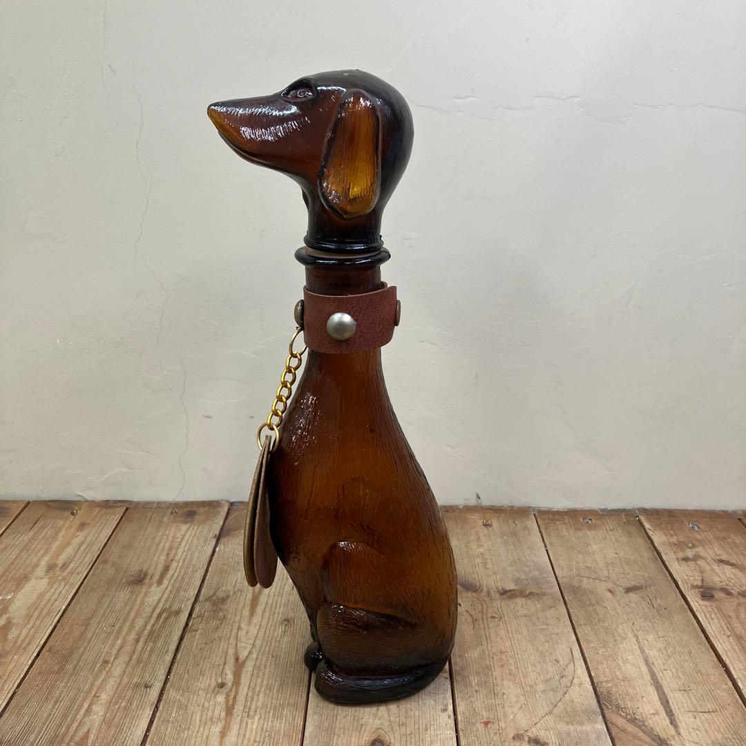 D-4 ヴィンテージ ダックスフント デキャンタ デカンタ アンバーガラス 犬型