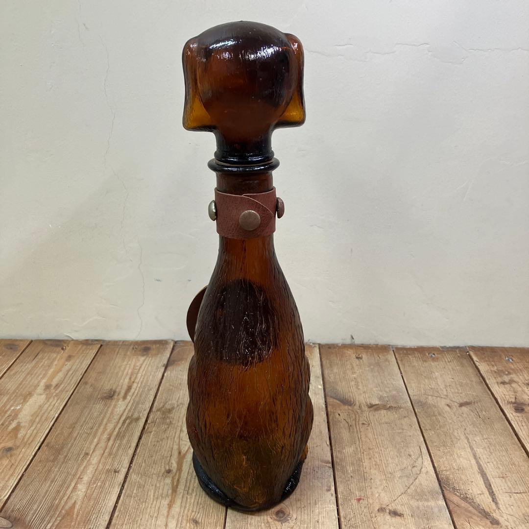 D-4 ヴィンテージ ダックスフント デキャンタ デカンタ アンバーガラス 犬型