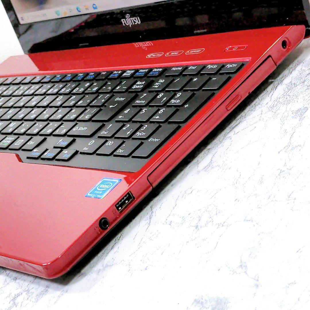 5F1 富士通 赤 レッド ノートパソコン 8GB 高速SSD カメラ付き