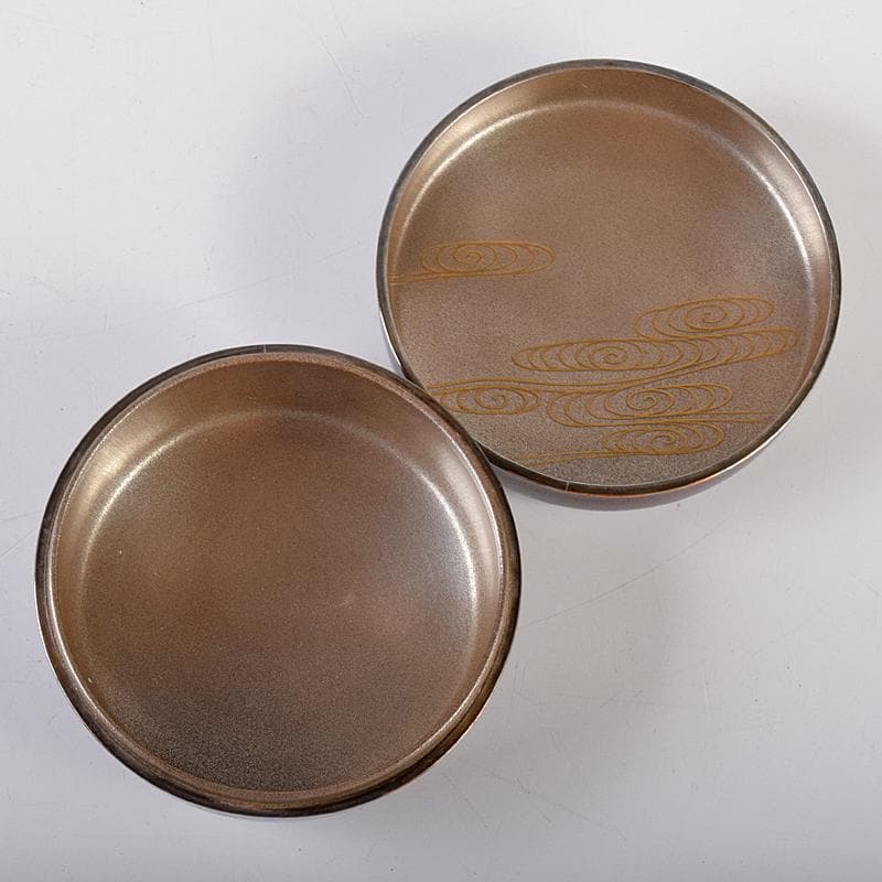 茶道具　山中塗　塗師　前端雅峯作　鯉蒔絵　内銀溜 　香合　共箱　D　R8486