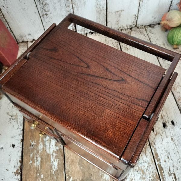 80-90s ヴィンテージ 無垢材 ミラー 付 メイク ボックス ドレッサー 鏡