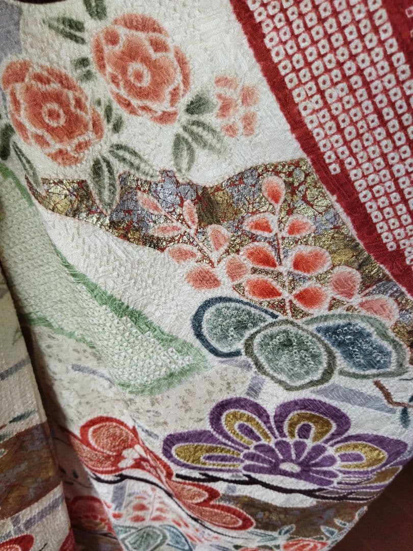 ゆうこ様　424.総絞り　振袖と袋帯の２点セット 正絹　フルセット　成人式