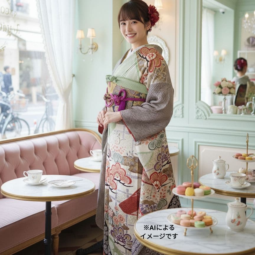 ゆうこ様　424.総絞り　振袖と袋帯の２点セット 正絹　フルセット　成人式