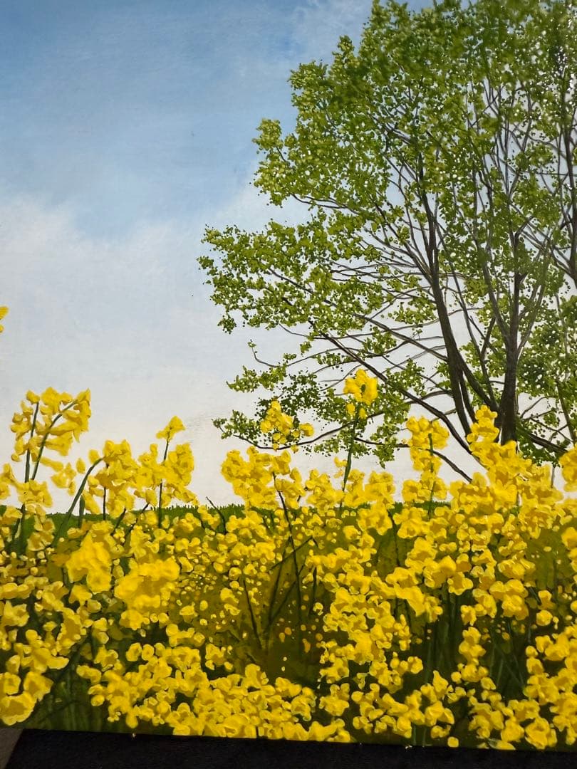 洋画家・百瀬智宏 【花の風】風景画 油彩画 在銘　送料込み