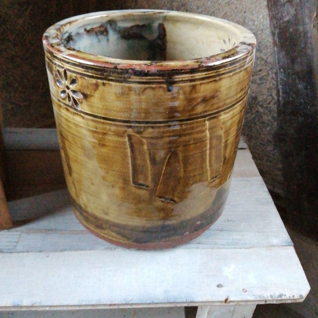 瀬戸焼　沈入変釉火鉢　26cm　昭和中期