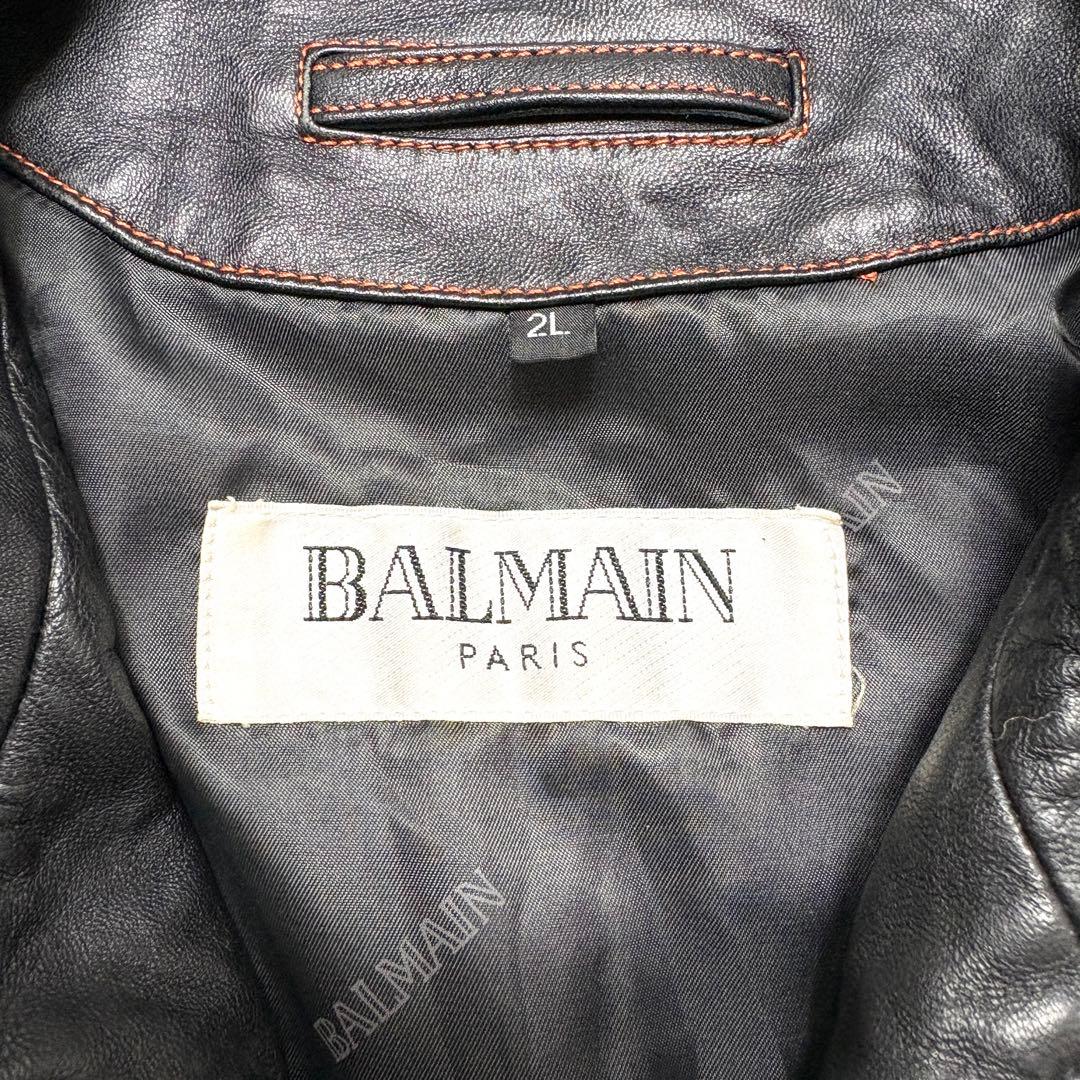 【美品】BALMAIN PARIS ラムレザー ジャケット XL ブラック