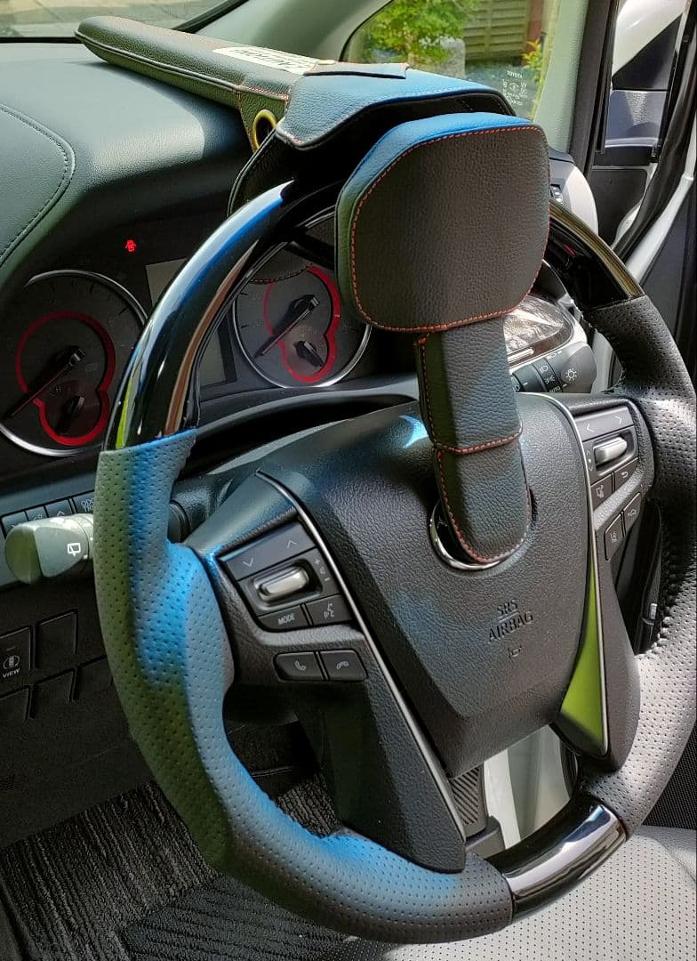 【送料込み】★本革製★スバル純正★ステアリングロック★キー3本付★