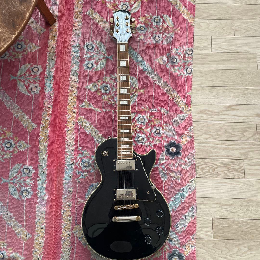 エピフォン　レスポールカスタム ブラック　ネック折れ補修あり