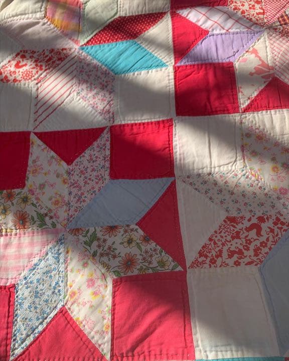 アンティーク　パッチワーク　キルト  フィードサック　美品