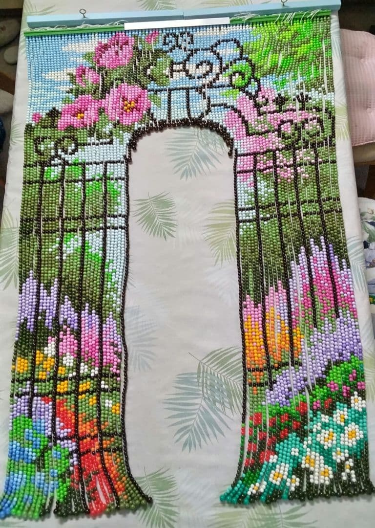 価格変更　スキルスクリーン　花と門 のれん 85cm×120cm【完成品】