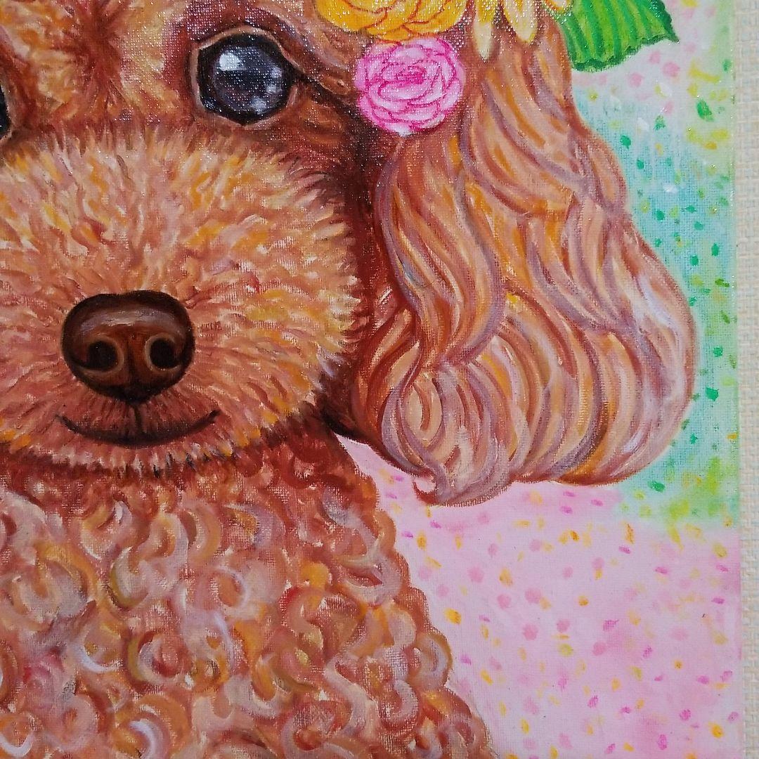 油絵　ハッサン　花冠のかわいいモモちゃん