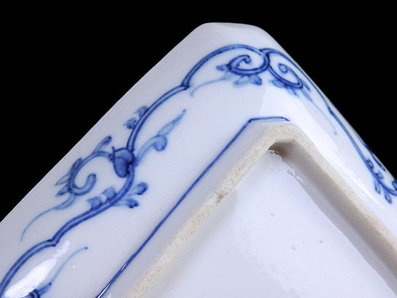 大聖寺伊万里　染錦　波千鳥に菊　花唐草の図　長皿　B288AS-CRn