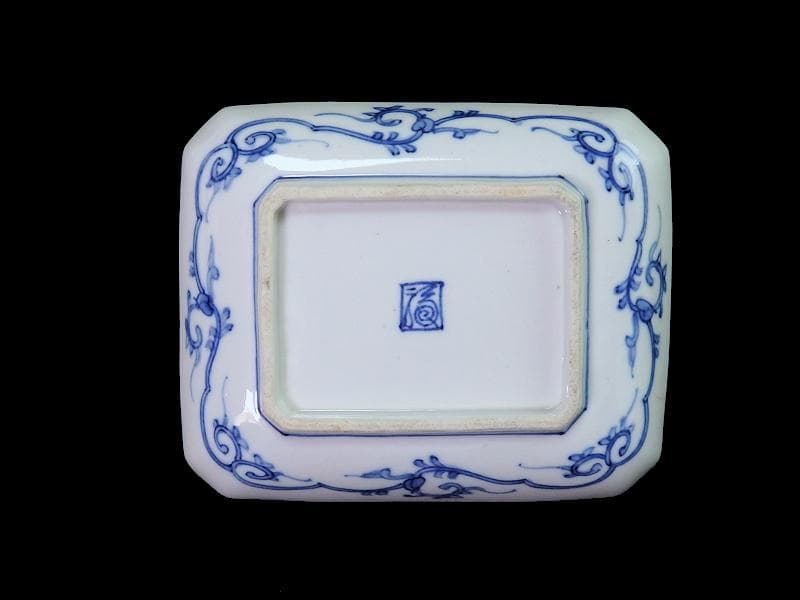 大聖寺伊万里　染錦　波千鳥に菊　花唐草の図　長皿　B288AS-CRn