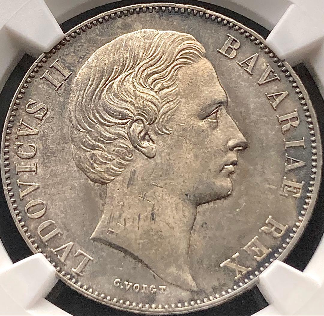 【NGC MS63】1871年ドイツ バイエルン ルートヴィヒ2世 ターラー銀貨