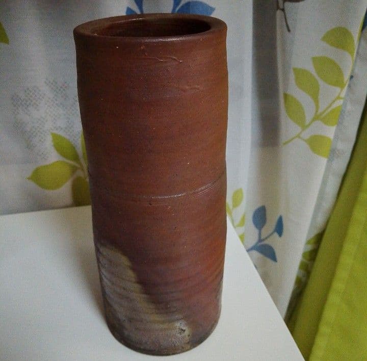 人間国宝　藤原雄　備前焼陶芸　花瓶　花入れ 木箱付き 約２４cm