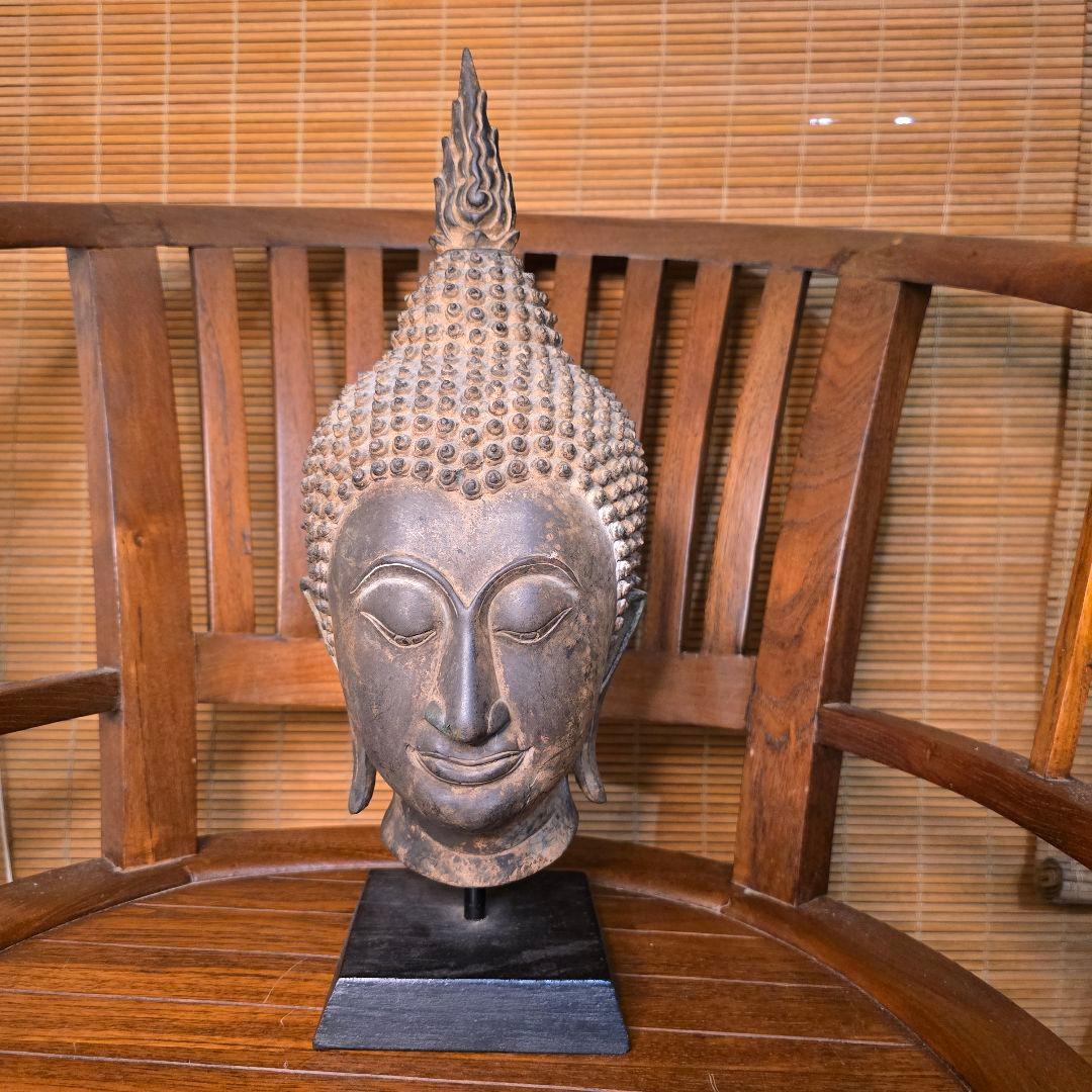 仏頭　レプリカ　タイ　スコータイ　金属製 40cm