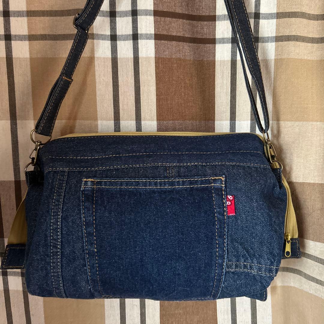 デニムリメイクフリルテトラポーチハンドメイド
