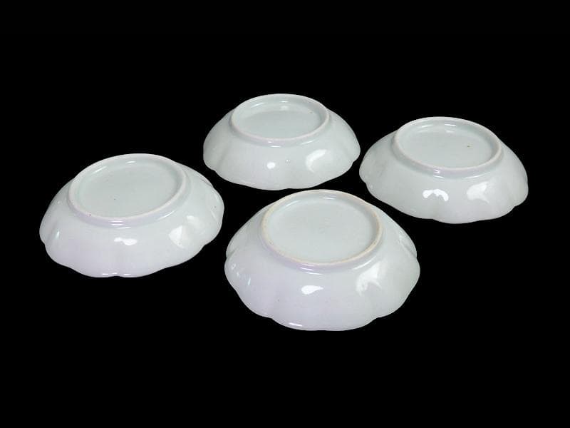 古伊万里 　染錦　河骨紋の図　手塩皿　3寸半皿　４枚 　D417AS-fbuw