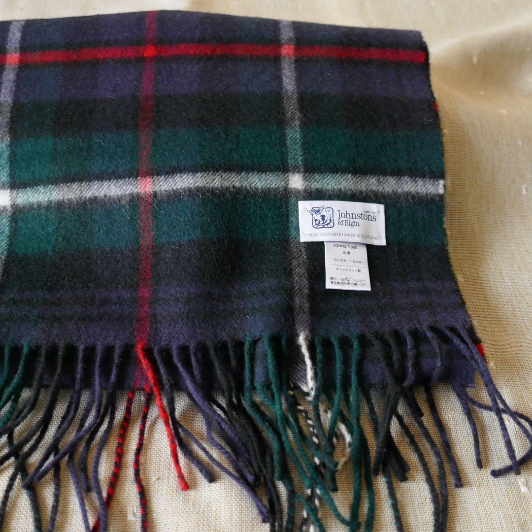 Johnstons カシミヤ タータンチェック マフラー