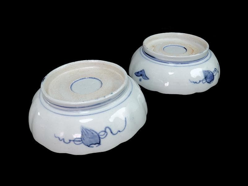 古伊万里  色絵　桐に鳳凰　花の図　膾皿　２客　D124AS-fbrh