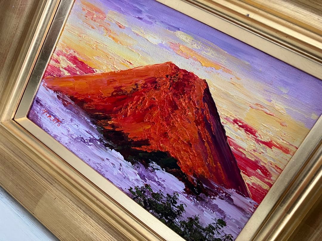 ☆ 西村拡人 HiRoTo 赤富士 富士山 真作 絵画 油絵 ♪ SM 額縁
