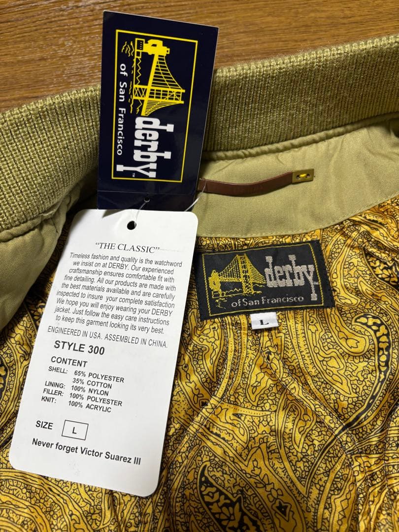 極美品 ダービーオブサンフランシスコ ダービージャケット カーキ　Ｌ