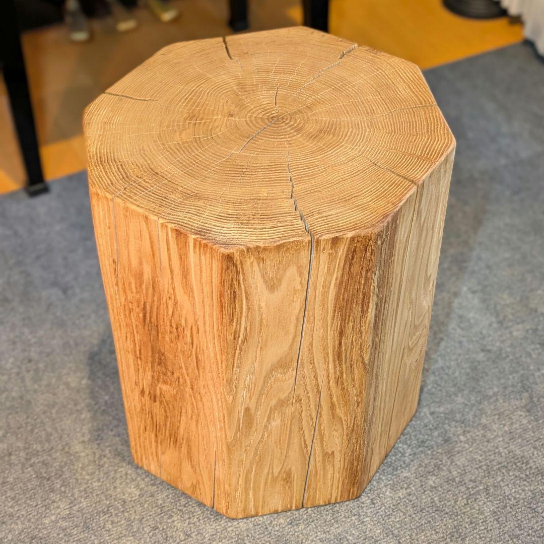 ピーナッツ様確認用　栗　八角形　天然木　椅子　スツール　高さ約41.5㎝