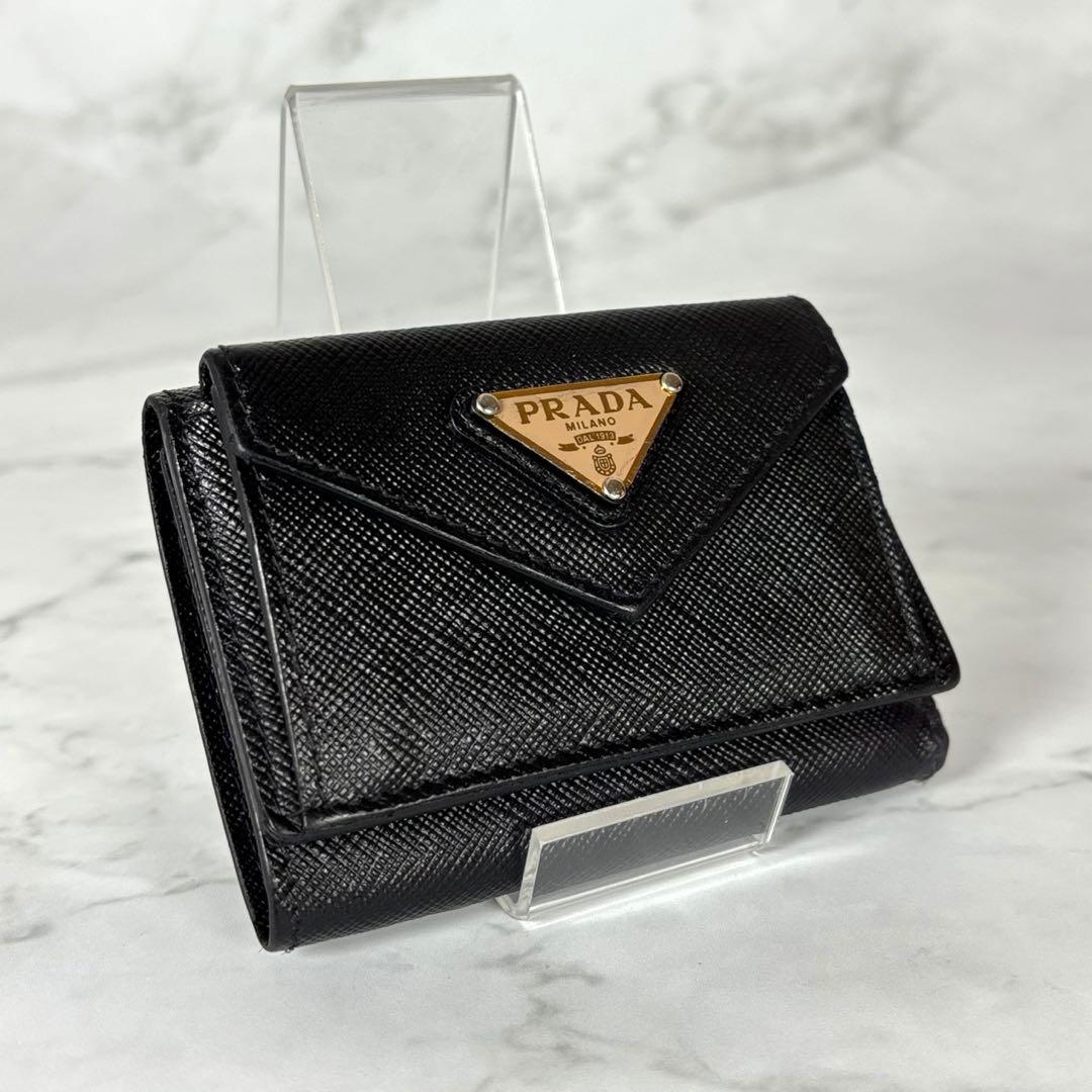 PRADA プラダ 3つ折り財布 コンパクト ブラック
