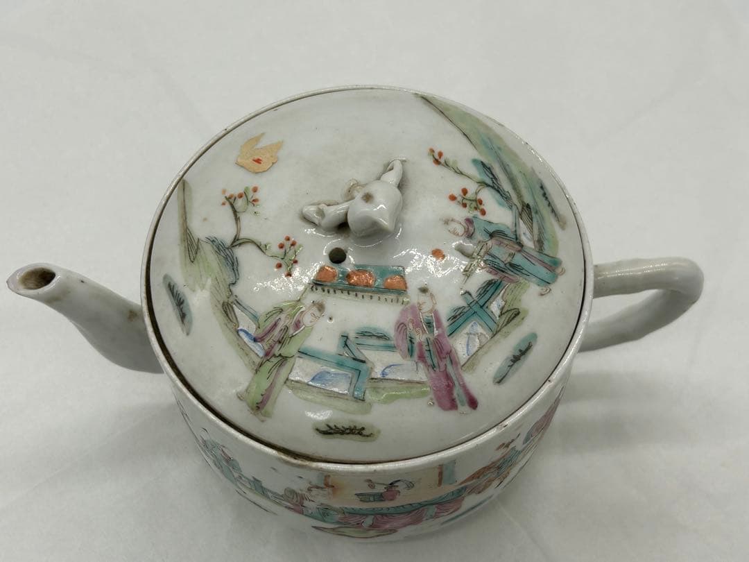 中国　清時代　粉彩人物紋急須　同治年製　送料込み1213