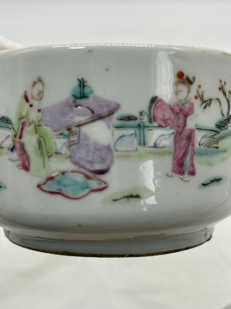 中国　清時代　粉彩人物紋急須　同治年製　送料込み1213
