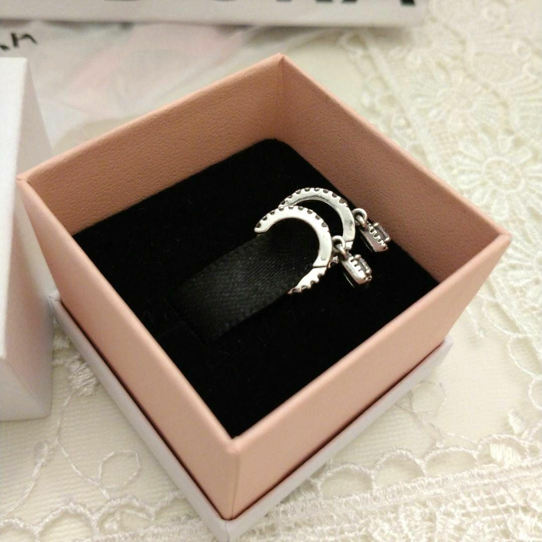 正規品　PANDORA シルバー925 フープピアス クリスタル付き