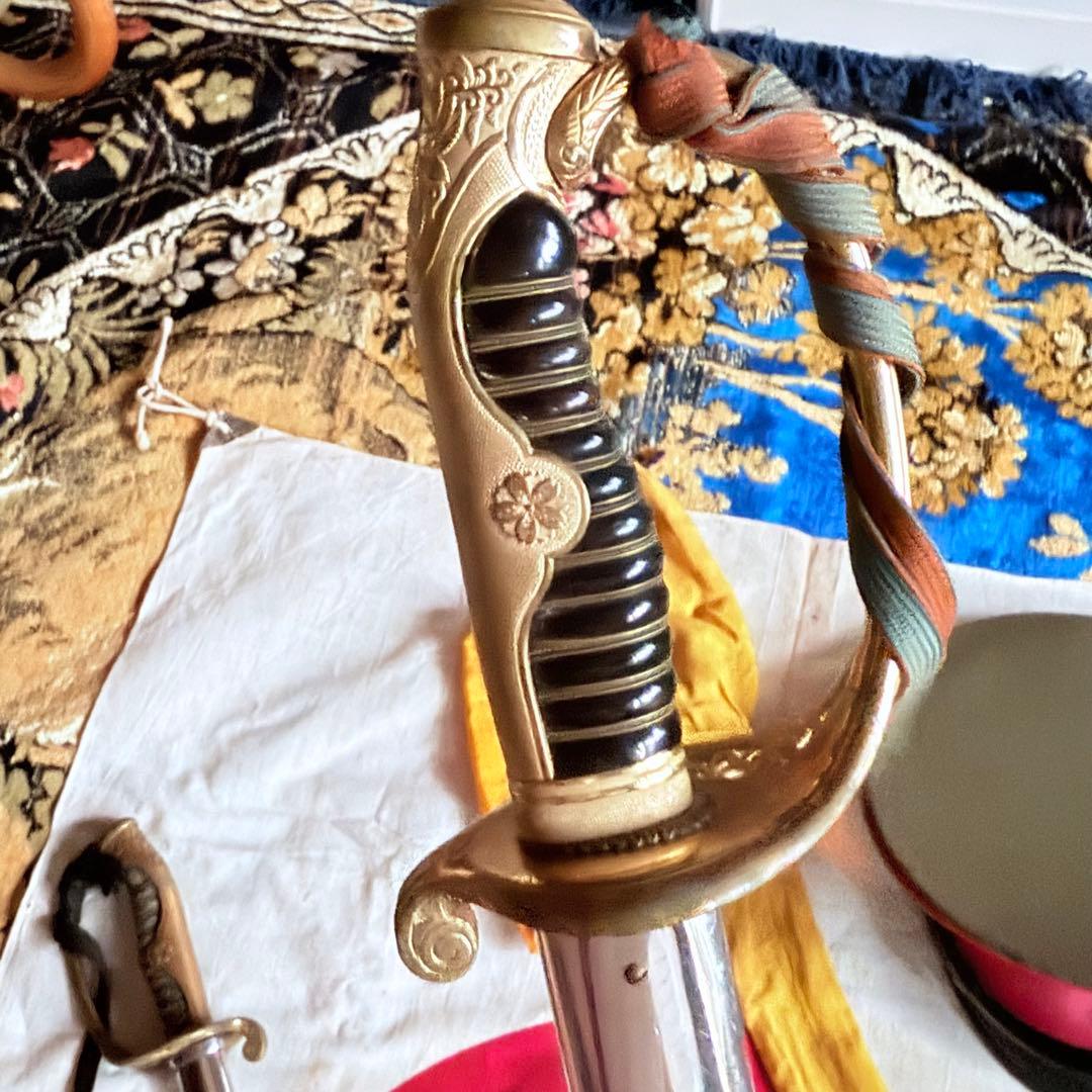 2214様感謝‼️旧日本軍名入模造刀身刀緒付指揮刀軍刀サーベル①黄袋