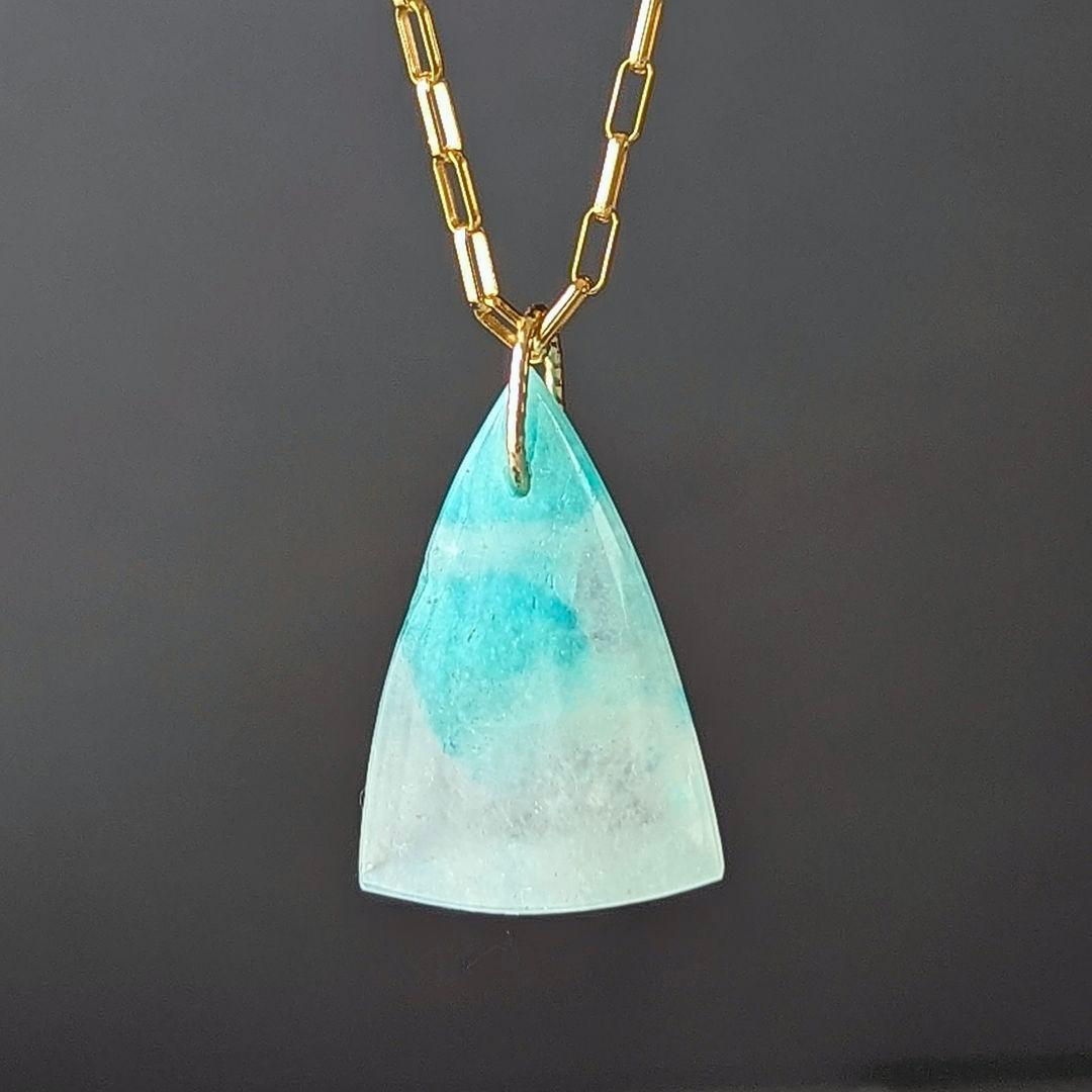 ♢N♢訳あり♢K18 アマゾナイト インクォーツ 7.45ct チャーム