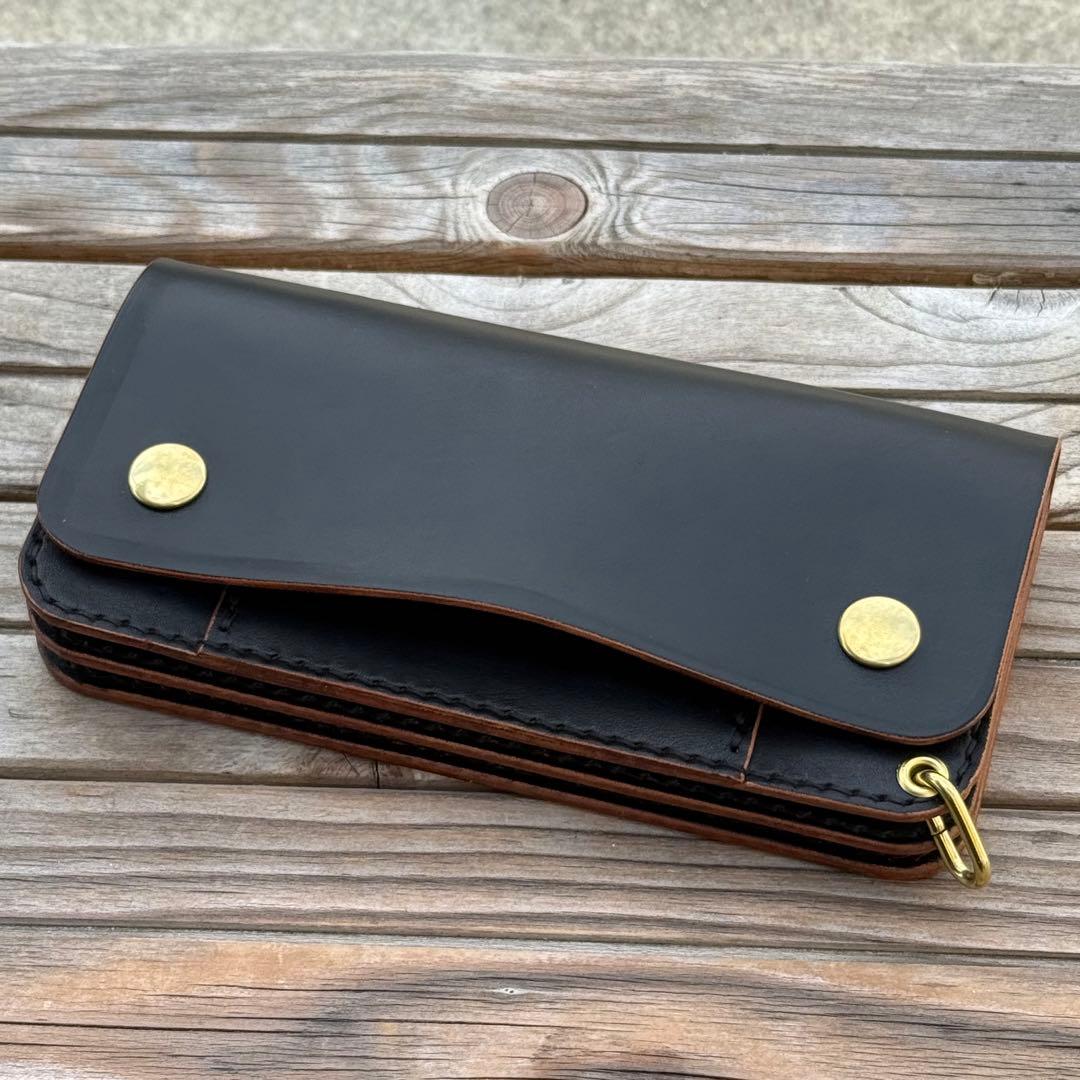 栃木レザー　茶芯　ロング　トラッカーウォレット