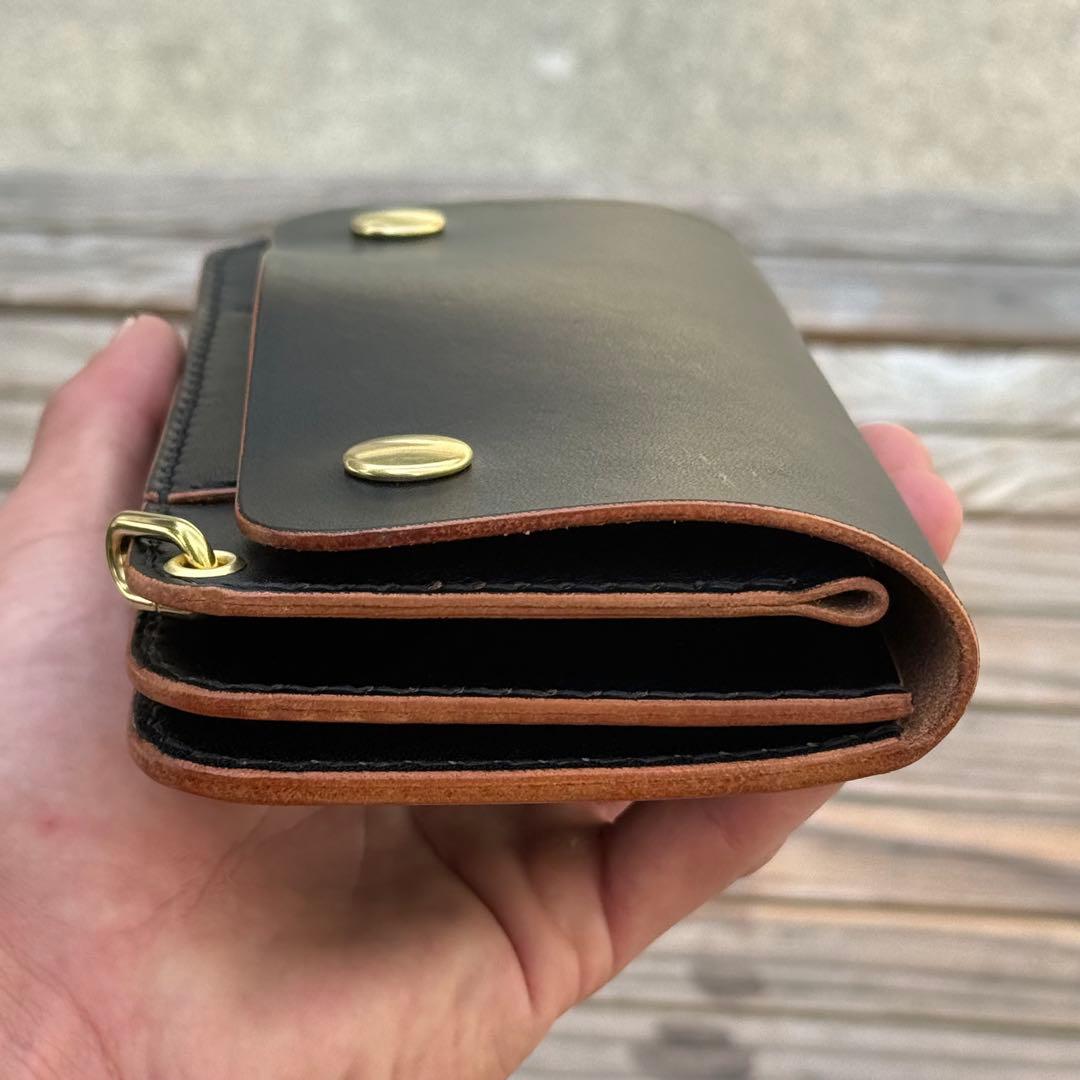 栃木レザー　茶芯　ロング　トラッカーウォレット