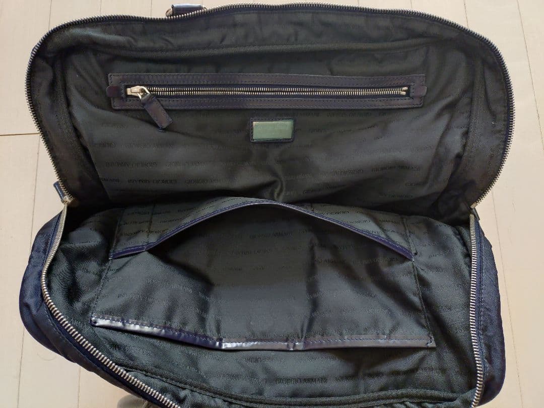 ジョルジオ・アルマーニ ネイビー ナイロン×革 ビジネスバッグ