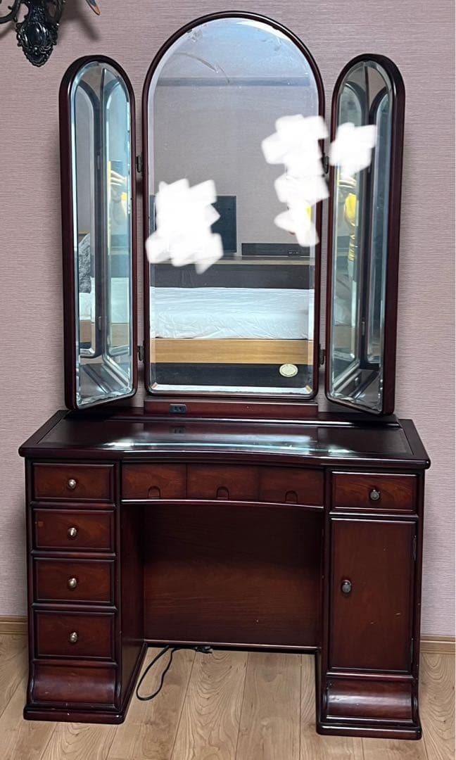 【あみ】三面鏡 鏡台 ドレッサー レトロ コンセントあり