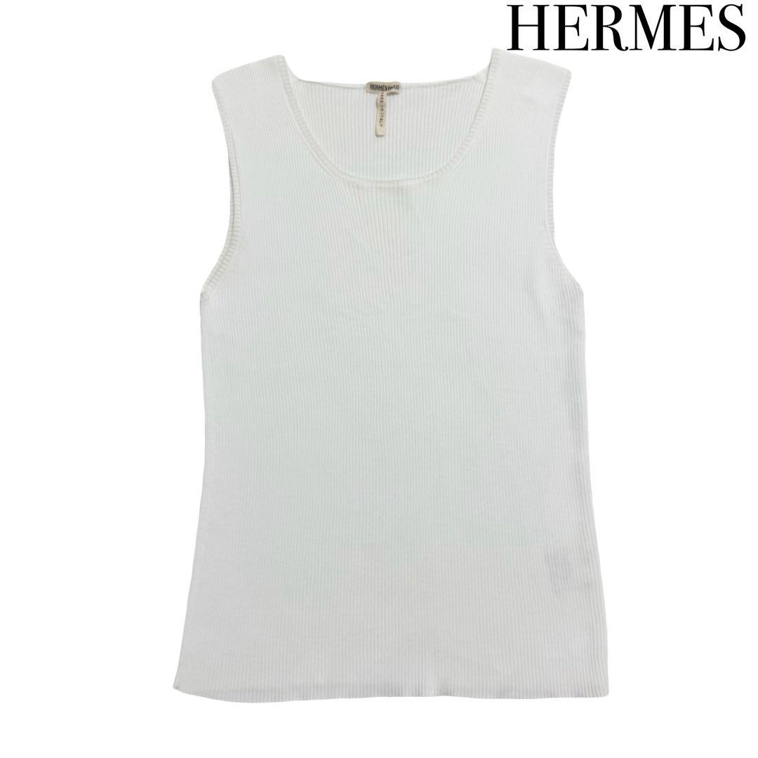 HERMES エルメス タンクトップ ノースリーブ レディース アイボリー SM