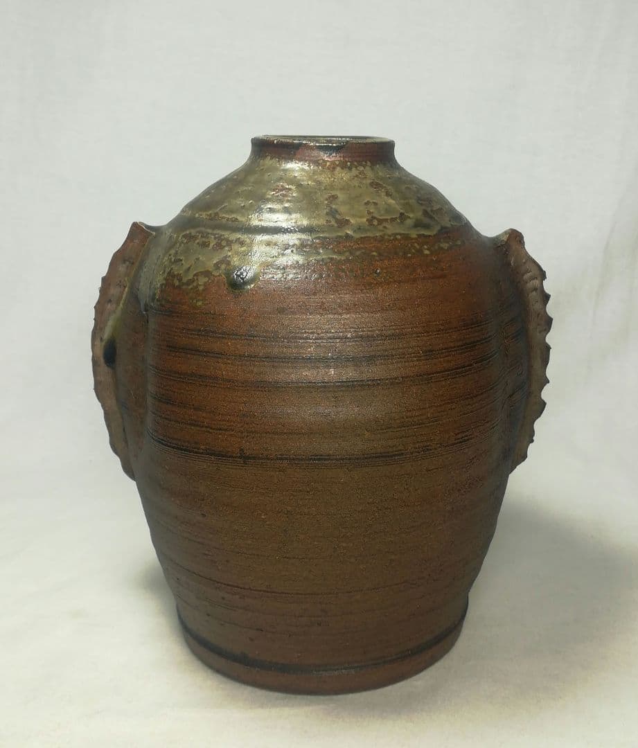 陶印あり　窯印　古備前　船虫徳利　壺　花瓶　花入　花器