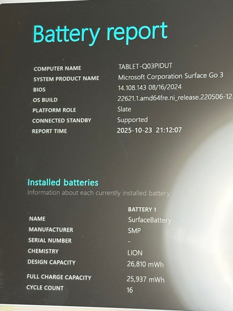 s*n様 surface go3 タブレット　64GB タイプc充電可能　（充電