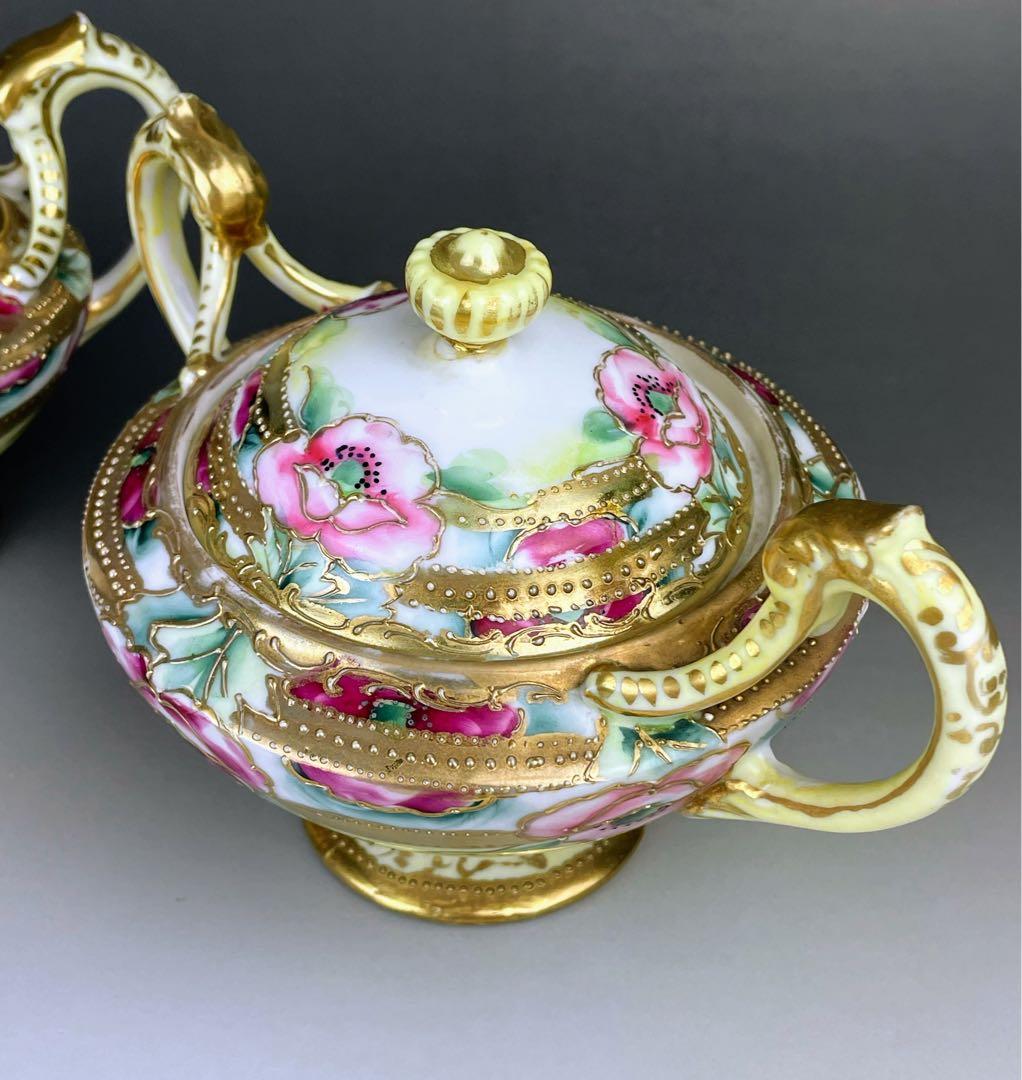 【希少】オールドノリタケ シュガーボウル クリーマー 金盛り アールヌーボー