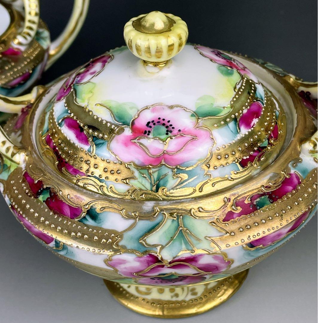 【希少】オールドノリタケ シュガーボウル クリーマー 金盛り アールヌーボー